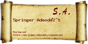 Springer Adeodát névjegykártya